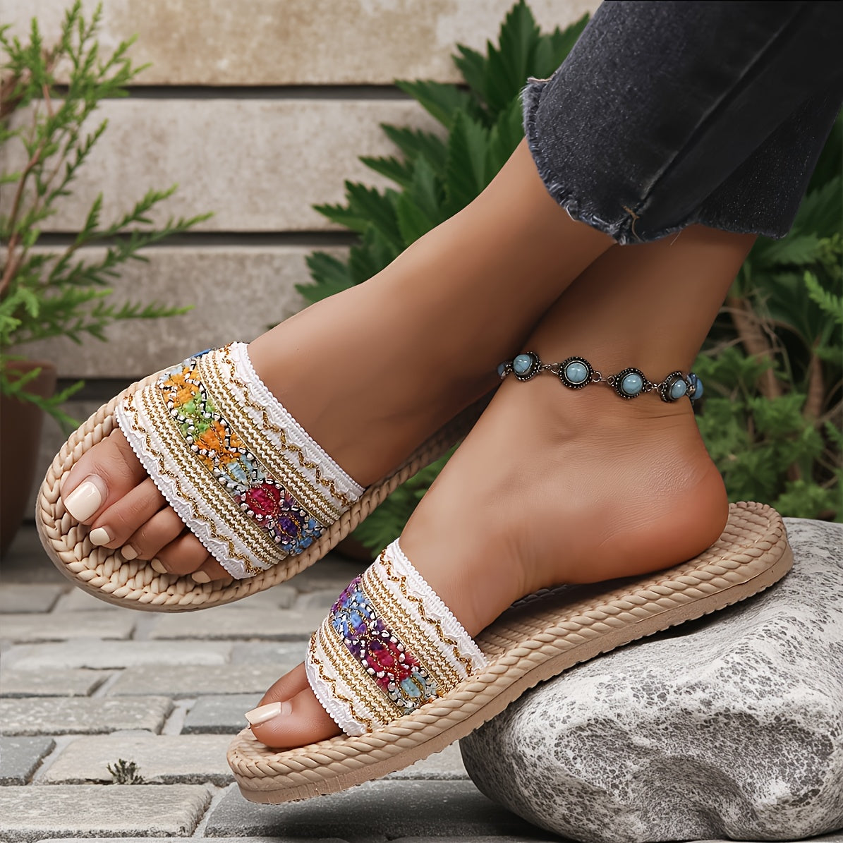 Ladies' Minimalist Bohemian Style | Chinese Style | Ethnic Style | Versatile Flip-Flops, Women Shoes